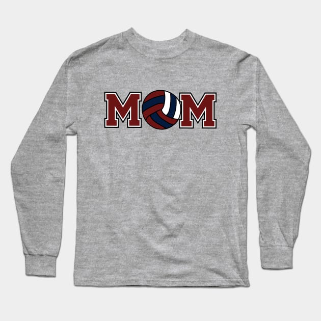 Volleyball Mom Burgundy and Navy Long Sleeve T-Shirt by capesandrollerskates 